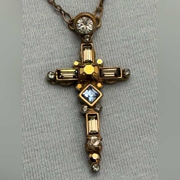 Sorrelli Jewelry - Sorrelli Antique-Gold Tone and Multicolored Crystal Cross Stations Necklace
